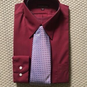 Shirt & tie mens new size M neck 15-15.5” sleeve length 32-33” Covington